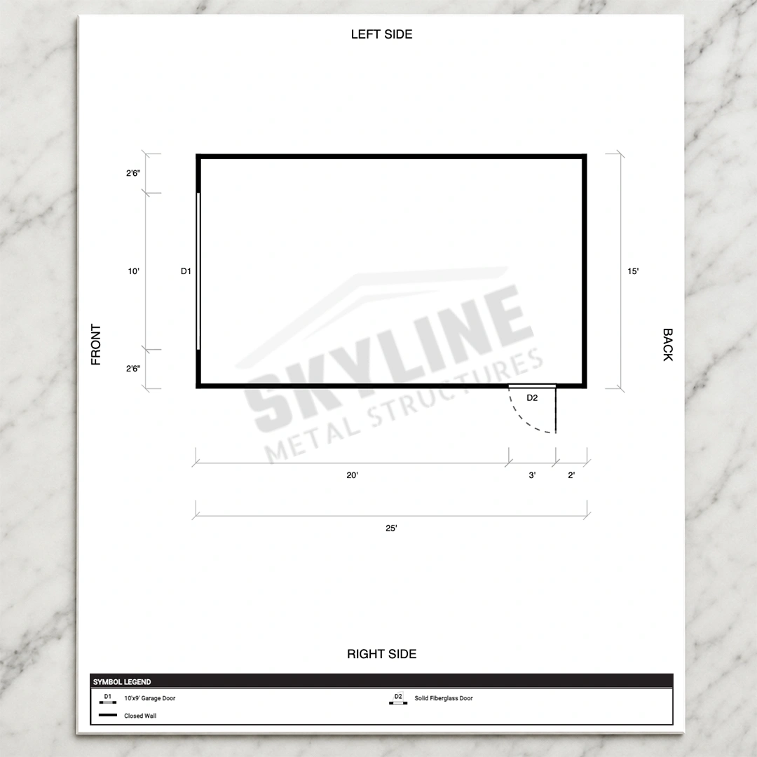15x26x14 Metal Garage Blueprint
