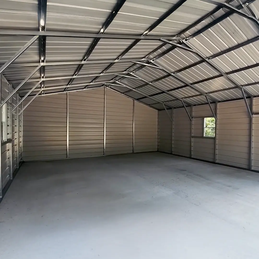 24x30x9 Metal Garage front inside