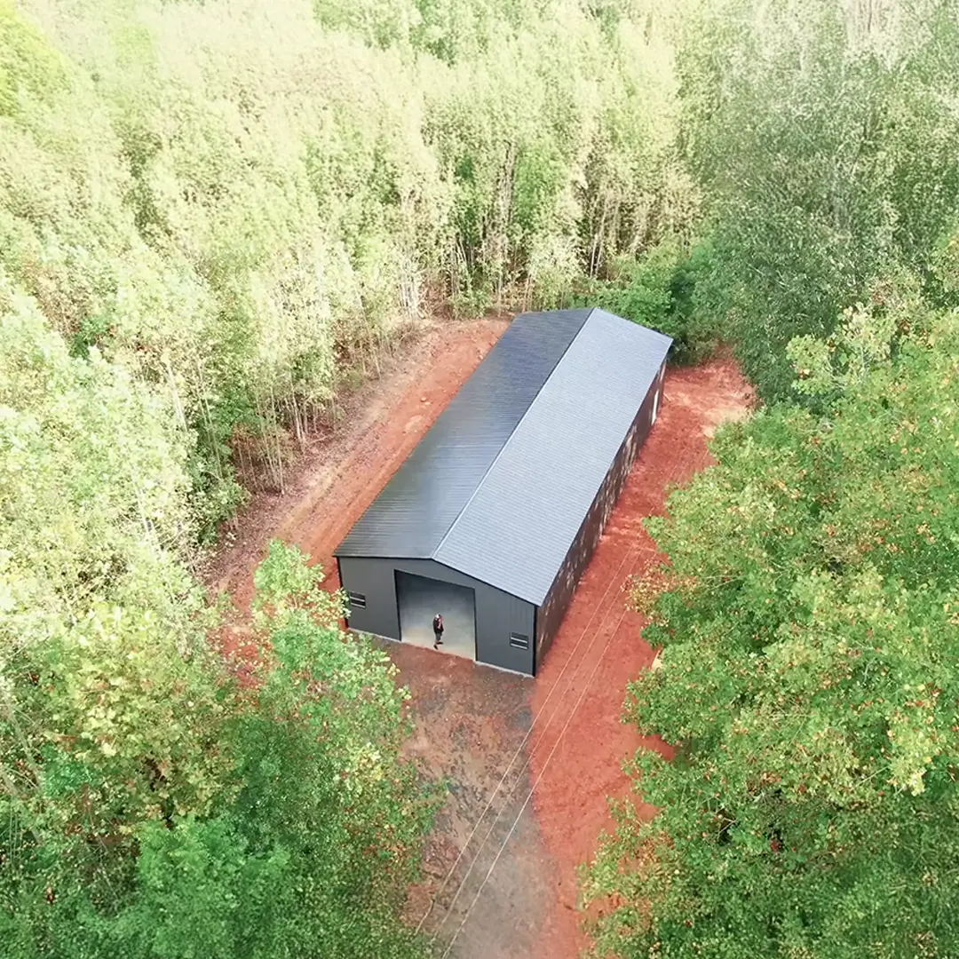 30x80x14 Metal Garage birds eye view