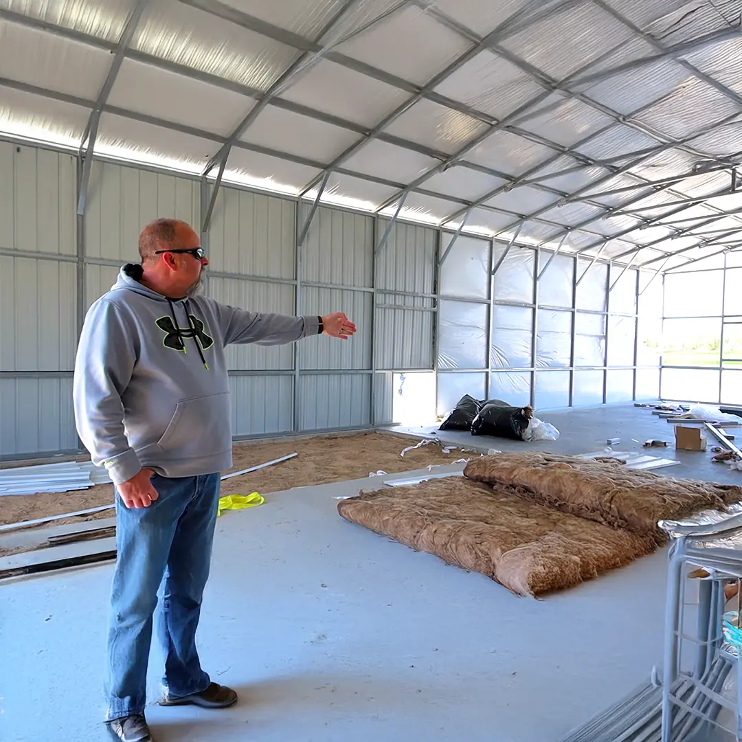 30x60x12 Metal Barn inside view