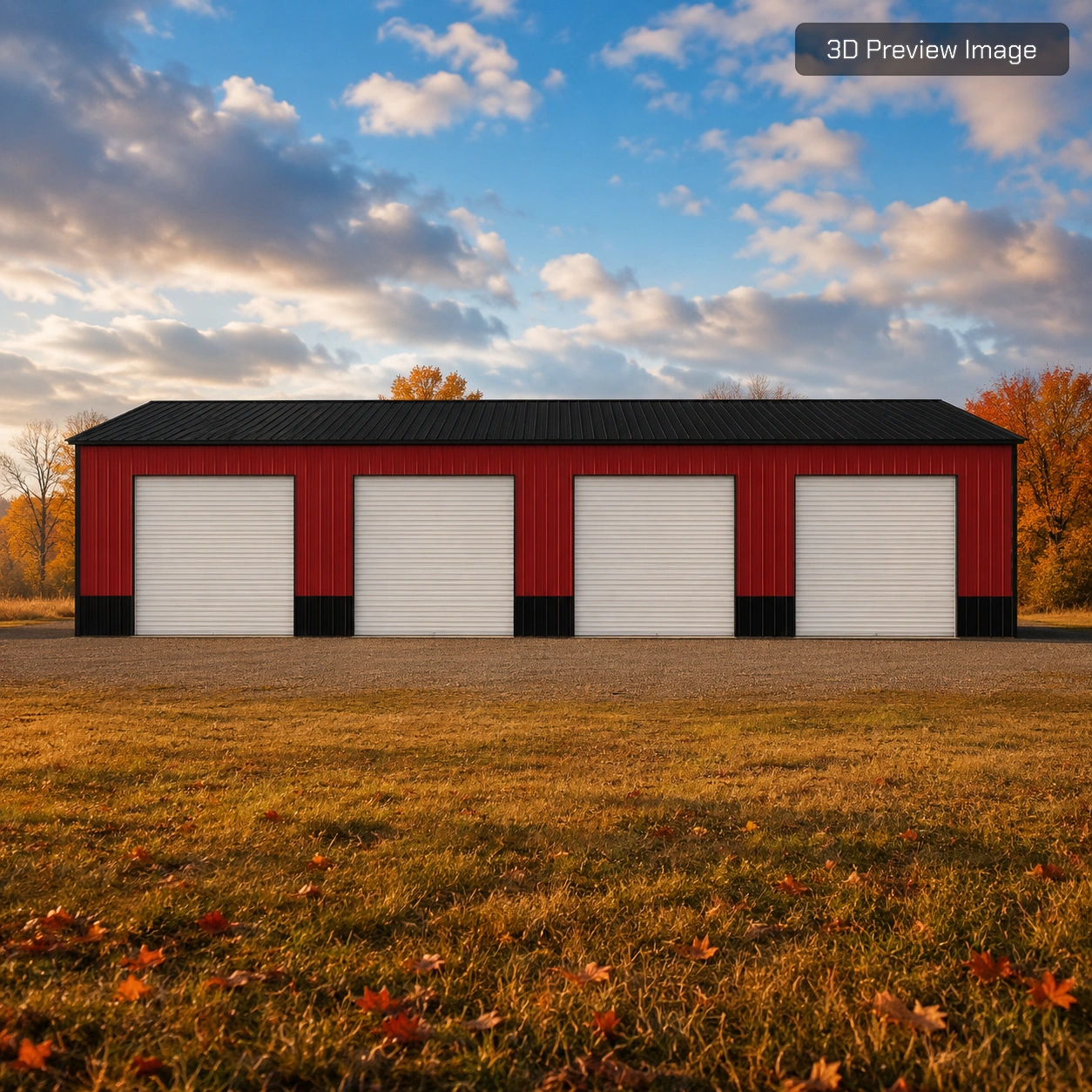 30x60x12 Metal Garage Front View