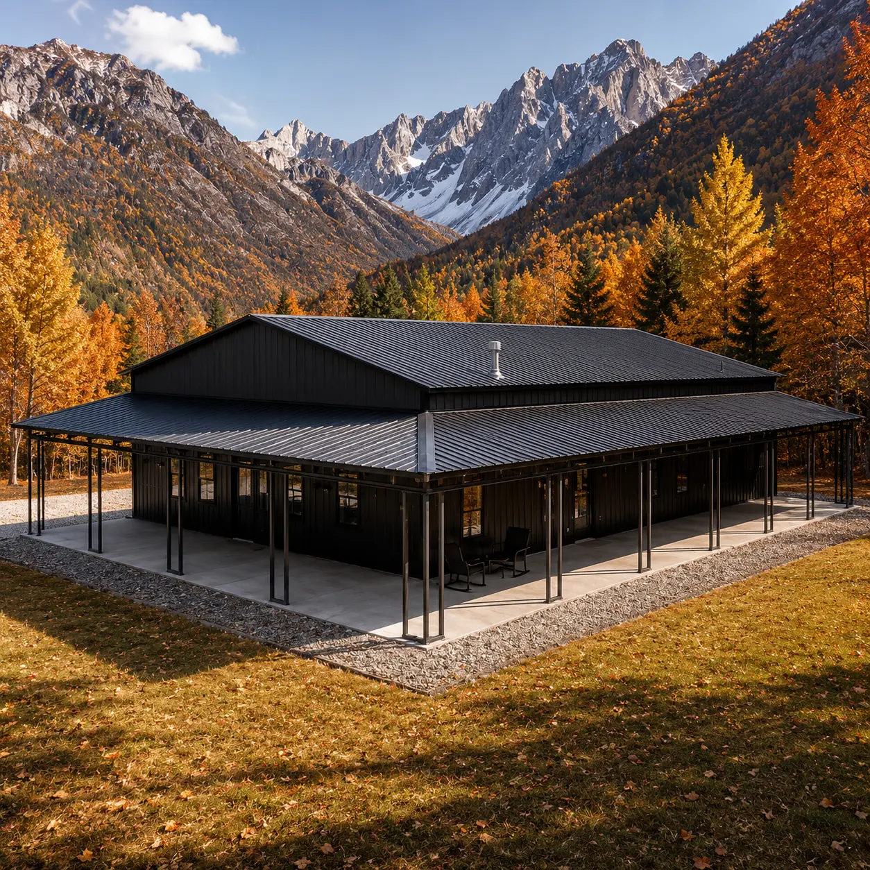 50x60x14 metal building with a 40'x60'x14' main building, 10'x41'x10' front section, 10'x70'x10' right section, two steel 9-lite doors, and seven 24"x36" windows.
